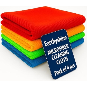 Microfiber Cloths for Home Cleaning – Scratch-Free, Reusable & Lint-Free | for Kitchen, Dusting, Glass, Furniture & Other Surfaces (350 GSM, 40X40cm Pack of 4)